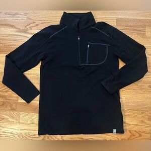 Tasc Performance Mens Small Organic Cotton Bamboo Stretch Pullover 1/4 Zip Black